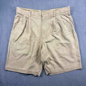 Jamaica Jaxx Chino Shorts Men's 36 Beige 100% Silk Pleated 8" Inseam Breathable